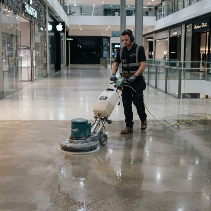 Entretien et polissage de plancher commercial
